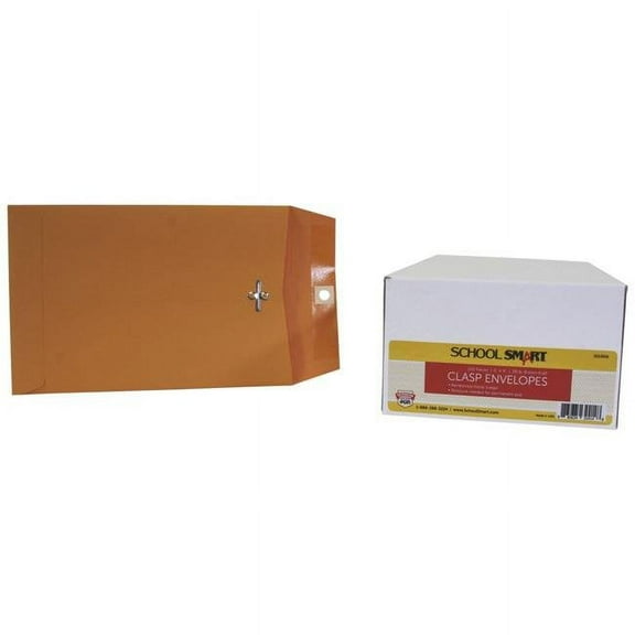 School Smart 2013916 6 x 9 in. Kraft Envelope with Clasp, Kraft Brown - Pack of 100