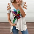 thumbnail image 2 of WaterColor Quetzal from Guatemala Womens Summer V Neck Zipper Top Short Sleeve T Shirt Off Shoulder Top Casual Classy Loose Shirts, 2 of 7