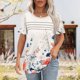 thumbnail image 2 of Camisetas Casuales de la Mujer Moda Diaria No Posicionamiento Impreso Manga Corta Cuello Redondo Camiseta Superior, 2 of 5