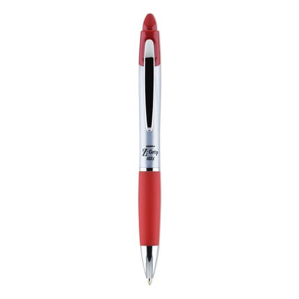 Z-Grip Max Ballpoint Pen, Retractable, Medium 1 Mm, Red Ink, Silver Barrel, Dozen | Bundle of 5 Dozen