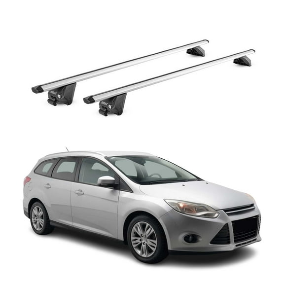 OMAC Roof Rack Cross Bars Luggage Carrier for Ford Focus Wagon 2012-2018 Alu Grey 2X