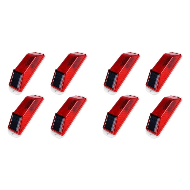 Luces de Advertencia Solares, Lámpara Estroboscópica Solar Brillante con Base Magnética, Luz de Seguridad LED Impermeable para Exteriores, Paquete de 8, Color Rojo