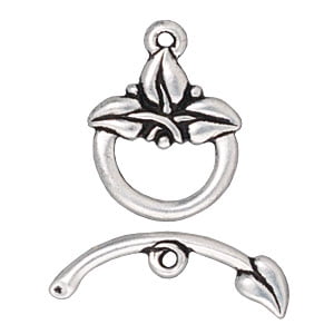 Rings Leaf Clasp - Silver Plated Pewter 3 Leaf Toggle Clasp 13mm (1)