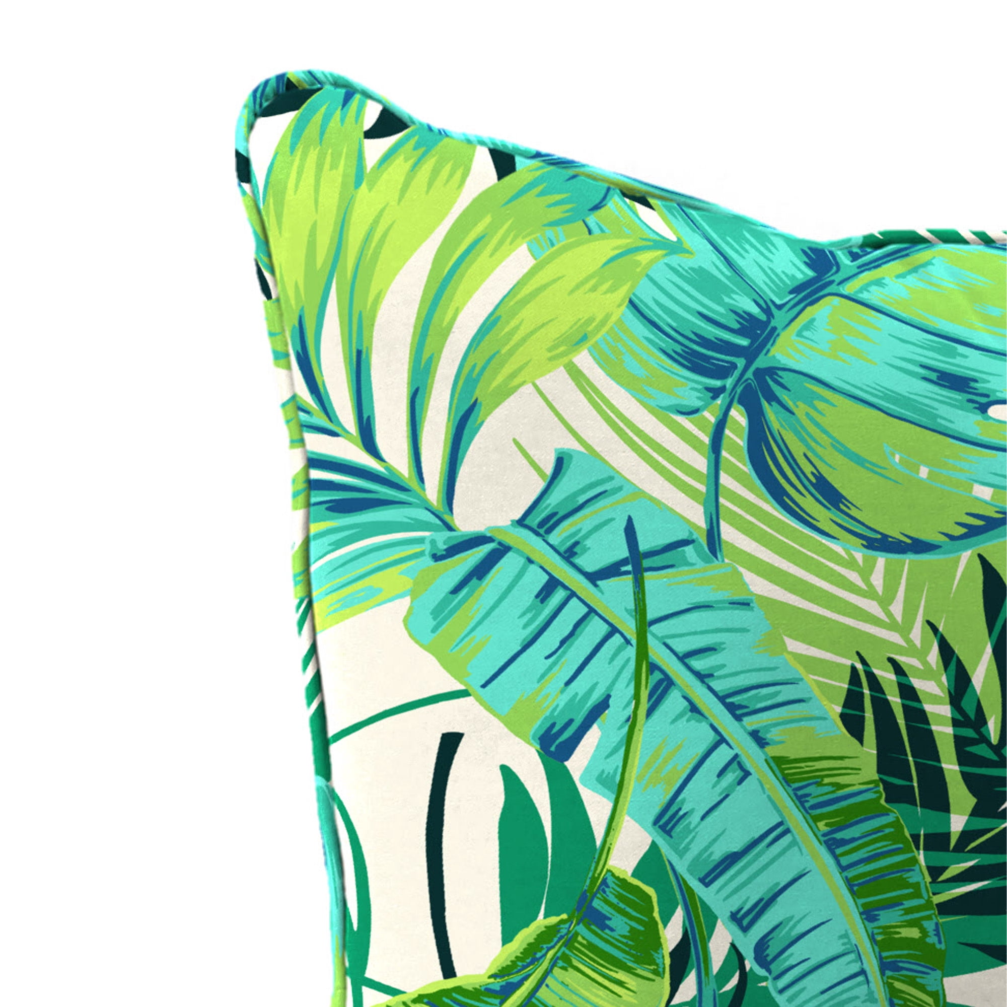 Jordan Manufacturing 46.5" x 24" Kadir Iceberg Green Leaves Rectangular Outdoor Deep Seat Chair Cushion Set with Welt