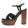 thumbnail image 2 of FSJ Women Graceful Round Open Toe Chunky High Heel Platform Sandals Ankle Strap Buckle Comfortable Prom Party Brunch Dress Shoes Size 7 Green, 2 of 4