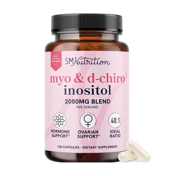 Myo-Inositol & D-Chiro Inositol for Menstrual Cycle, Fertility & Ovarian Health Support | 40:1 Ratio | 120 Ct