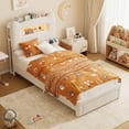 thumbnail image 2 of QinaQin Base de cama infantil matrimonial con luces LED, cabecera con almacenamiento y cajón, estación de carga USB y Type-C, diseño bajo, silencioso y resistente para niñas y niños, 2 of 8
