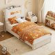 thumbnail image 2 of QinaQin Base de cama infantil matrimonial con luces LED, cabecera con almacenamiento y cajón, estación de carga USB y Type-C, diseño bajo, silencioso y resistente para niñas y niños, 2 of 8