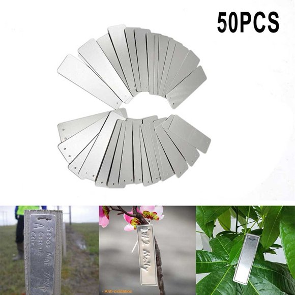 GLFILL 50pcs Aluminum Double Sided Plant Labels Tree ID Tags Waterproof UV Resistant Garden Supplies Planting Accessories