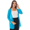 thumbnail image 4 of Yartina Long Plus Size Cardigans for Women Lightweight Open Front Cardigan Solid Chiffon Outerwear Sky Blue XXL, 4 of 6