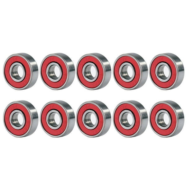 10pcs 608rs ABEC-9 Cojinete de bolas Scooter Cojinetes de ranura profunda en miniatura (Rojo) Tmvgtek Libre de BPA