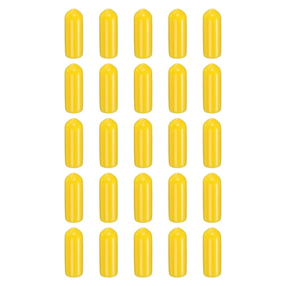 Uxcell 100pcs Round Rubber End Caps 5.5mm ID Bolt Covers Caps Vinyl Rubber Flexible Screw Thread Protectors for Metal Tube Rod Bolts, Yellow