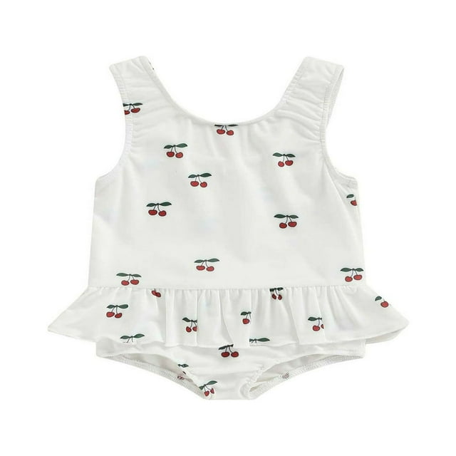 Maillot de Bain pour Bébé Fille Sans Manches à Encolure