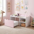 thumbnail image 2 of Costway Kids Bookshelf & Toy Storage Organizer,Wooden Toddler Book Rack with Movable Drawer Pink + White, 2 of 9
