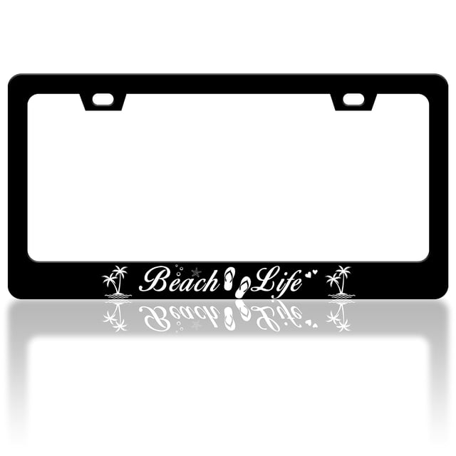 Marco de matrícula RTINRAN Beach Life de acero inoxidable 30 x 15 cm