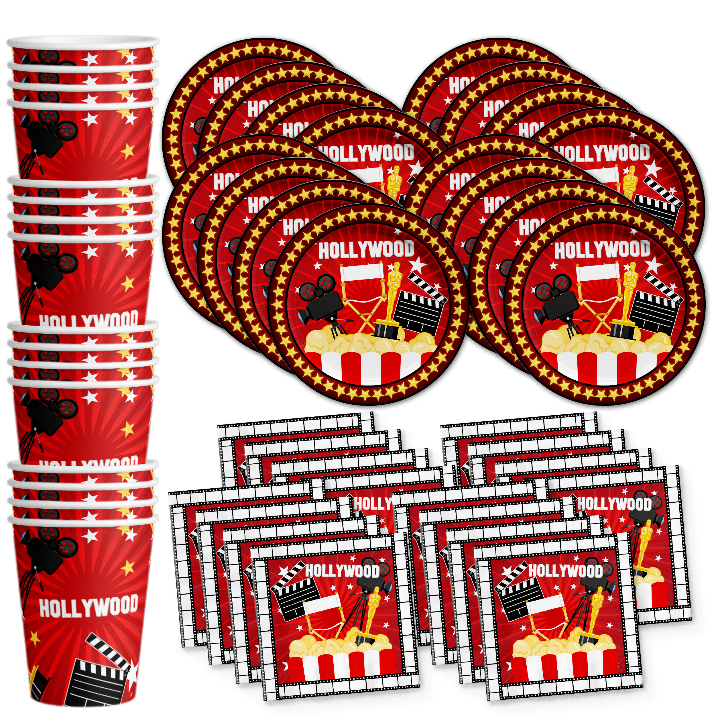 Hollywood Movie Night Birthday Party Supplies Set Plates Napkins Cups