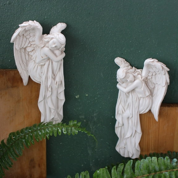 Vacemry 2Pcs Door Corner Decor, Resin Angel Statue for Door Frame Wall Corner, Sleeping Figurine Home Decor for Living Room Office, Decorative Corner Sculpture for Table Shelf