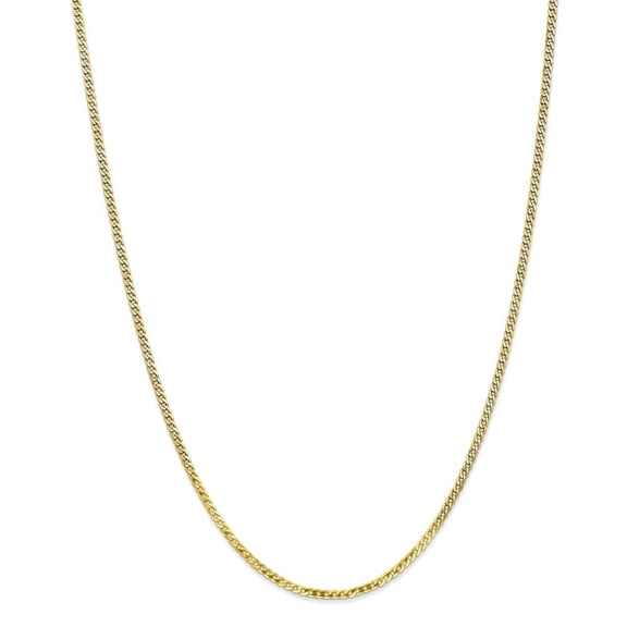 10K Yellow Gold chain Curb 18 in 2.2 mm 2.2mm Flat Beveled