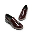thumbnail image 2 of Women's Loafers Slip On Platform Chunky Penny Heeled Loafers Dressy and Work Shoes BURGUNDY-PAT Size 9.5, 2 of 8