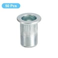 thumbnail image 3 of Unique Bargains 1/4-20 Rivet Nuts, 50 Pack Zinc Plated Carbon Steel Knurled Flat Head Threaded Insert Nuts for Metal, Plastic, 3 of 5
