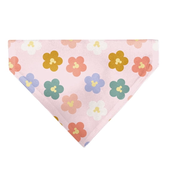 Disney Pet Bandana Mickey Mouse Ears Flower Icon Scattered Pink Slip On Collar Bandana Only