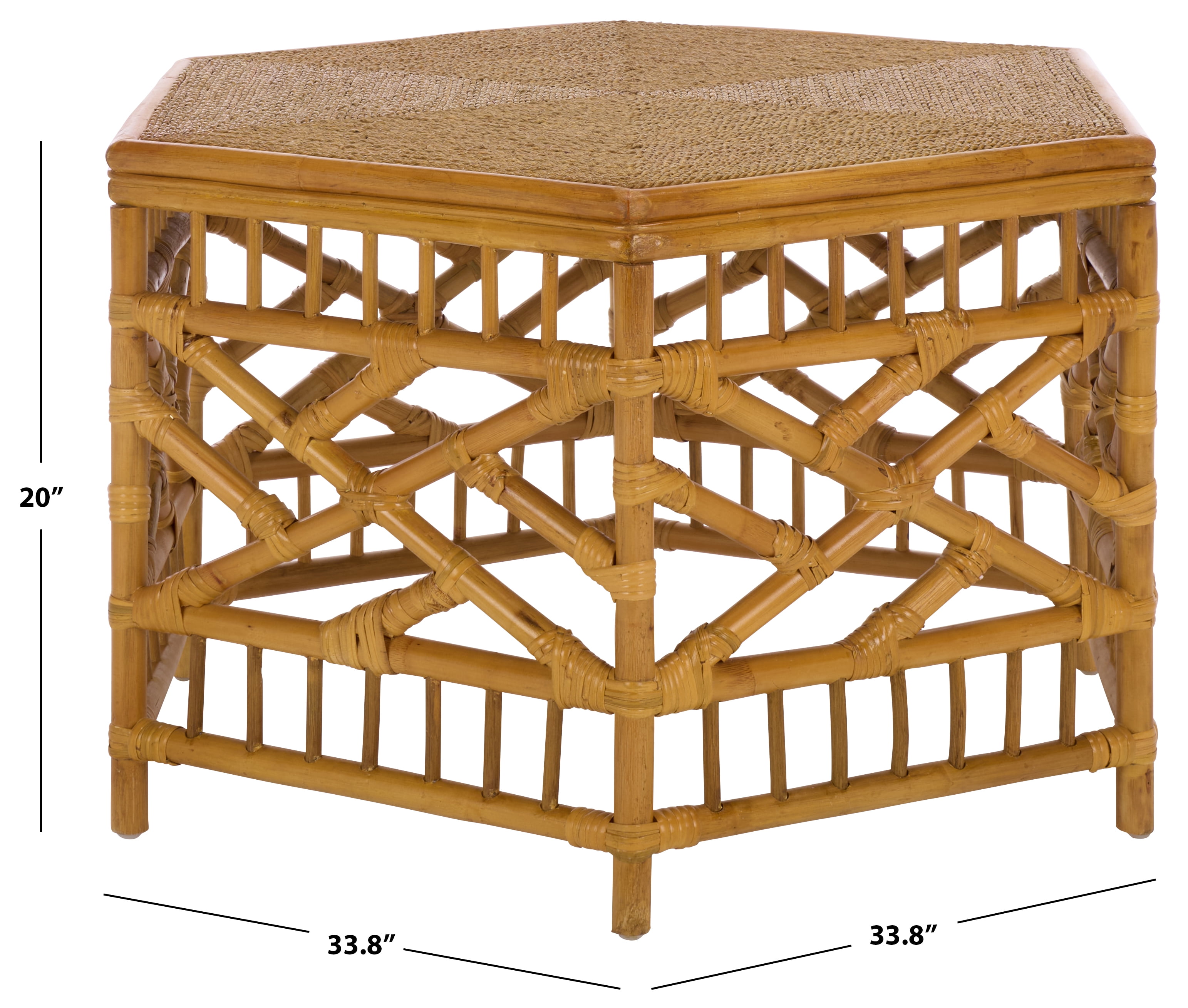 Safavieh Couture Frederica Rattan Pole And Seagrass Coffee Table, Natural