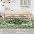 thumbnail image 5 of Wondo 6x9 Green Area Rug - Machine Washable Non-Slip Rubber Backing, Low Pile Vintage Carpet for Living Room Bedroom Kitchen Dining Office, 5 of 9