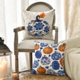 thumbnail image 6 of Sm:)e Set of 4 Fall Pillow Covers 18x18 Inch - Autumn Decorative Throw Pillowcases with Pumpkins Chinoiserie Grandmillennial, 6 of 7