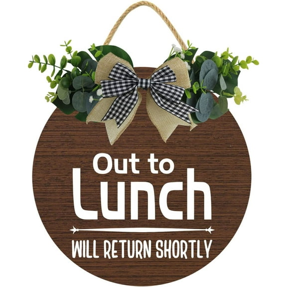 Eveokoki 12" Closed For Lunch Sign, Out To Lunch Will Return Shortly Wood Door Sign For Dining Break Room,Food Kitchen,Office Work,Wood Sign,Business Sign