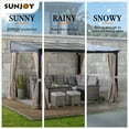 thumbnail image 4 of Sunjoy 10 x 12 ft Wall Mounted Gazebo with Polycarbonate Roof, Black Aluminum & Metal Frame Lean to Gazebo with Curtains and Netting, 4 of 20