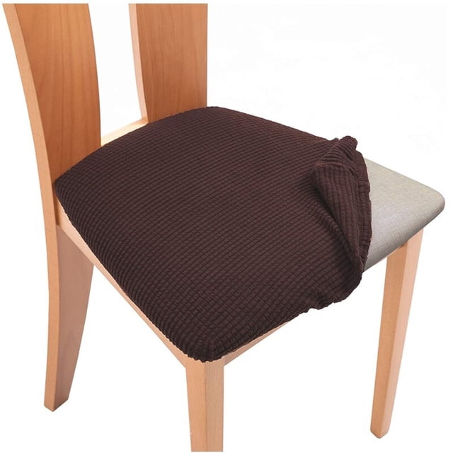 Paquete de 4 fundas de asiento para sillas de comedor con textura cuadrillada