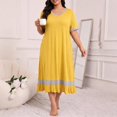 thumbnail image 3 of akafmk Long Nightgowns for Women Short Sleeve Sleep Dress Ruffle Hem Casual Fashion Soft Sleepwear Homewear House Dress, Sizes 3XL, 3 of 8