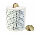 thumbnail image 3 of Dutch Piggy Bank, Classical Holland Delft Pattern with Checkered Squares with Flower Motifs, Ceramic Coin Bank Money Box for Cash Saving, 3.6" X 3.2", Dark Blue and White, by Ambesonne, 3 of 4