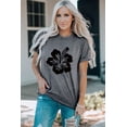 thumbnail image 3 of ABPHQTO Camiseta de manga corta con cuello redondo y estampado de flores grises para mujer, 3 of 5