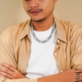thumbnail image 4 of JeenMata Stylish 13 mm Hip-Hop Iced Out Curb Chain Necklace in White - Men's Chunky Chain - Gift for Husband, 4 of 6