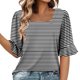 thumbnail image 1 of Blusas de Manga Corta para las Mujeres, Moda Verano Impreso, Blusas de Cuello Redondo, Chaqueta de Manga Corta para las Mujeres, 1 of 7