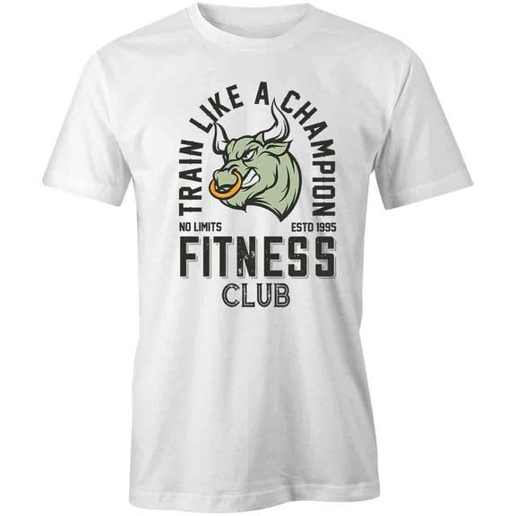 Train Like A Champion Fitness T-Shirt | Cool Workout White Tee Gift