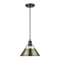 Orwell 1-Light Pendant in Matte Black with Aged Brass