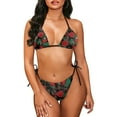 thumbnail image 2 of Suhoaziia Rose Women Bikinis Two Piece Set Low Waisted Bathing Suits with Adjustable Elastic Strap,Leopard Pattern Skin-Friendly Lightweight Swimwear Tops with Cups Size M, 2 of 6