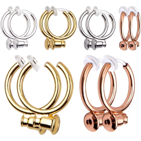 Clip-on Earring Converter, 16 Pieces Brass Non Piercing Earrings Clips with Post Earring Components for Earring Making, 4 Colors