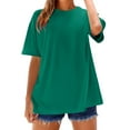 thumbnail image 3 of V-Neck Women's Short Sleeve T-shirt Women'S Loose And Comfortable Oversized Trendy T Shirt Top,Green Women's Short sleeve T-shirt XXXL, 3 of 9