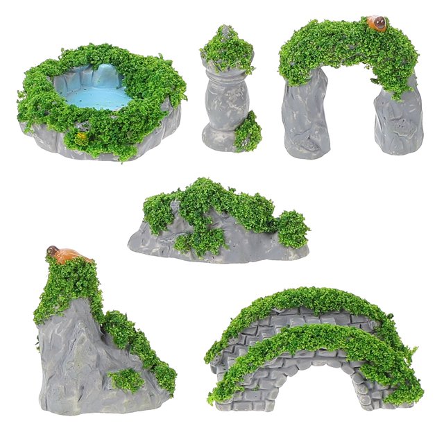 1 juego de modelos de rocalla en miniatura, estatuas de rocalla de micropaisaje, modelos de paisaje
