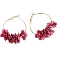 thumbnail image 1 of Wine RedPendientes de aro llamativos con forma de flor de tela a la moda, regalo de joyería para mujeres, niñas y adolescentes, 1 of 5