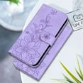 thumbnail image 2 of For iPhone 16 Plus 6.7" lily Embossed Strong Magnetic Attachment/Closure, Card Slots/Pocket, PU Leather Flip Wallet Case ﻿,Purple,For iPhone 16 Plus, 2 of 7