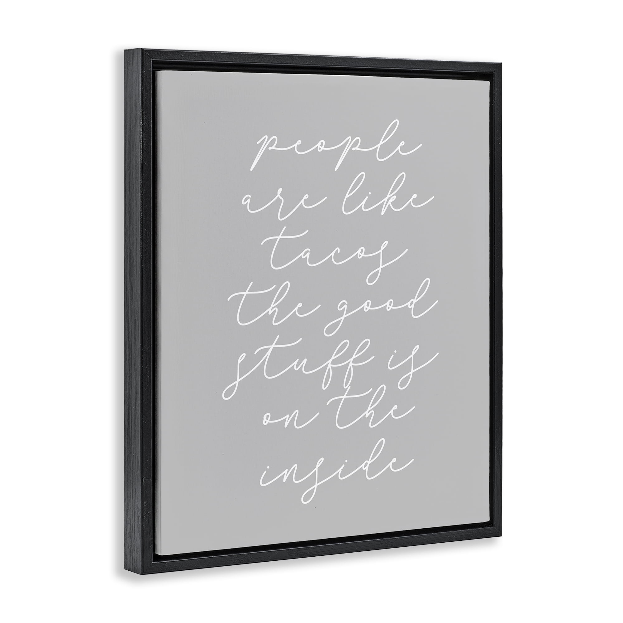 Stupell Industries People Like Tacos Text & Numbers Painting Black Floater Framed Canvas Art Print Wall Art, 25 x 31