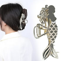 Gold Hair Clips Mermaid Shape Hair Claw Clip With Glitter Rhinestones Fashion Large Metal Hair Claw Clips for Women Thick hair Thin Hair HairStyling Hair Accessories
