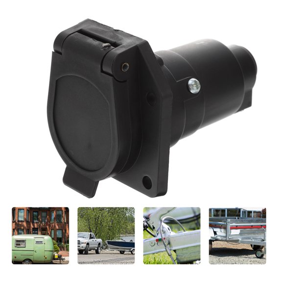 FONDOTIN Black 12V 7 Pin Socket Trailer Connector with Nickel Plated Copper Points
