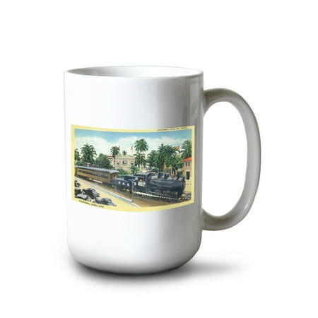 

15 fl oz Ceramic Mug Cristobal Panama Train Passing through the Canal Zone Dishwasher & Microwave Safe