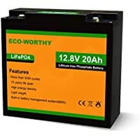 ECO-WORTHY 12V Lithium Battery, 20Ah Rechargeable LiFePO4 Lithium Ion Phosphate Deep Cycle Battery with BMS Protection for Trolling Motor, Kids