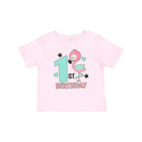 Inktastic 1st Birthday with Flamingo Stars and Hearts Girls Baby T-Shirt